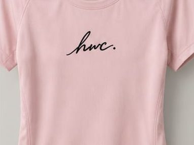 Blush tee with hwc. script mark
